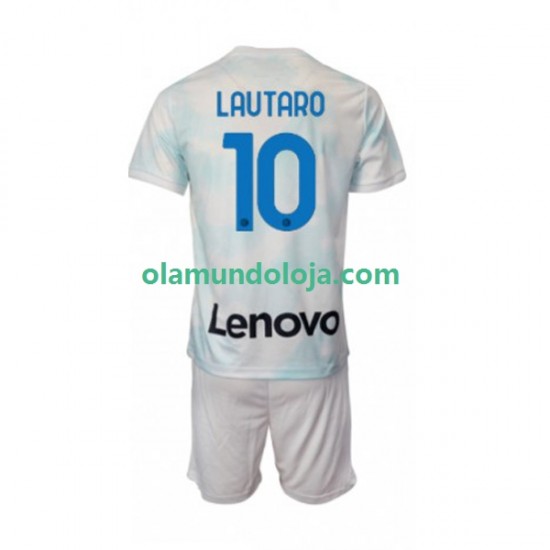 Camisola Inter de Milão Lautaro Martinez 10 Criança Equipamento Segundo 2022-2023 Manga Curta